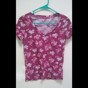 Pink Floral Short Sleeve Shirt